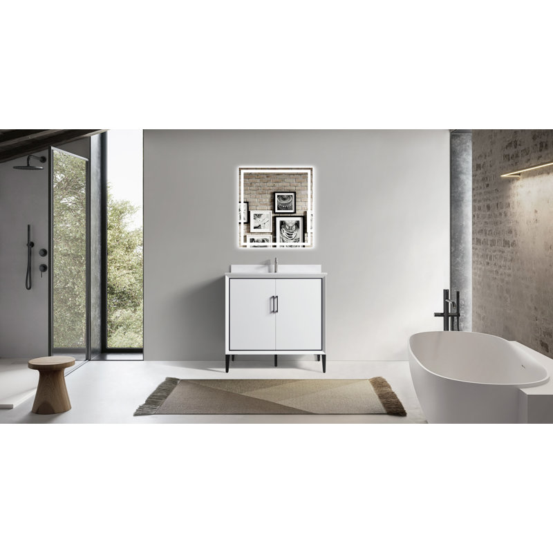 36'' White Freestanding Single Bathroom Vanity with Matte Finish