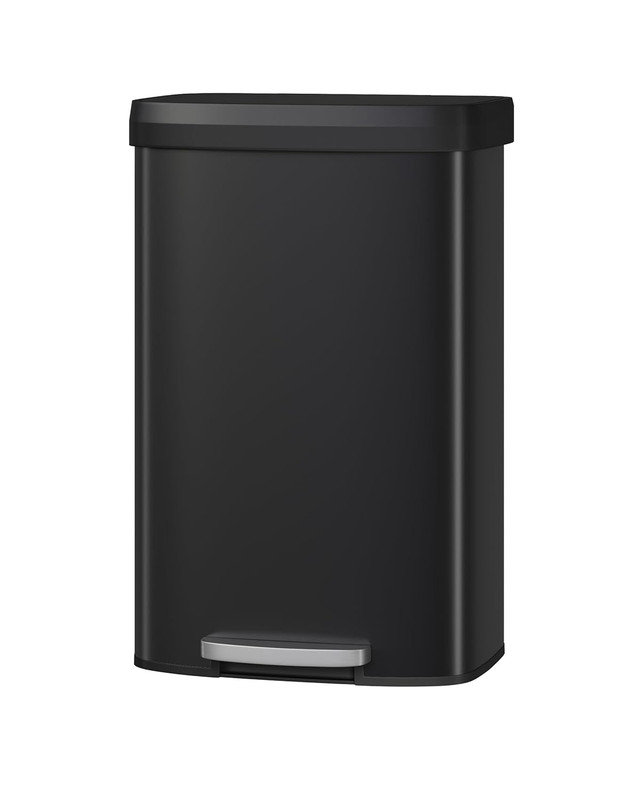 21 Gallon Metal Trash Can with Lid, Large Rustproof Step-on Kitchen Garbage Bin with Soft Close, Black