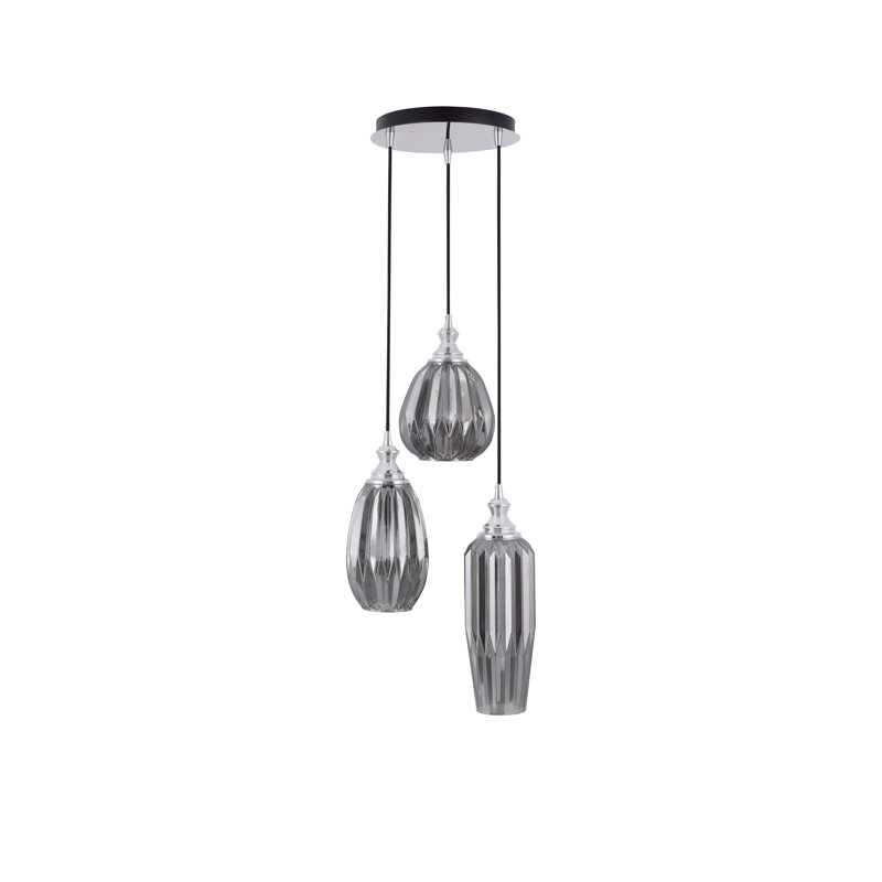 3 - Light Cluster Pendant, Black/Silver, Grey