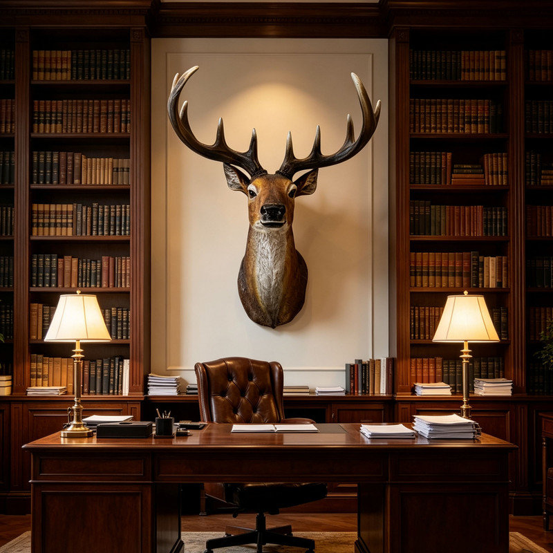 Buste de cerf en résine de 14,57 po de large avec têtes de cerf pour décor de chalet, de chalet et de ferme