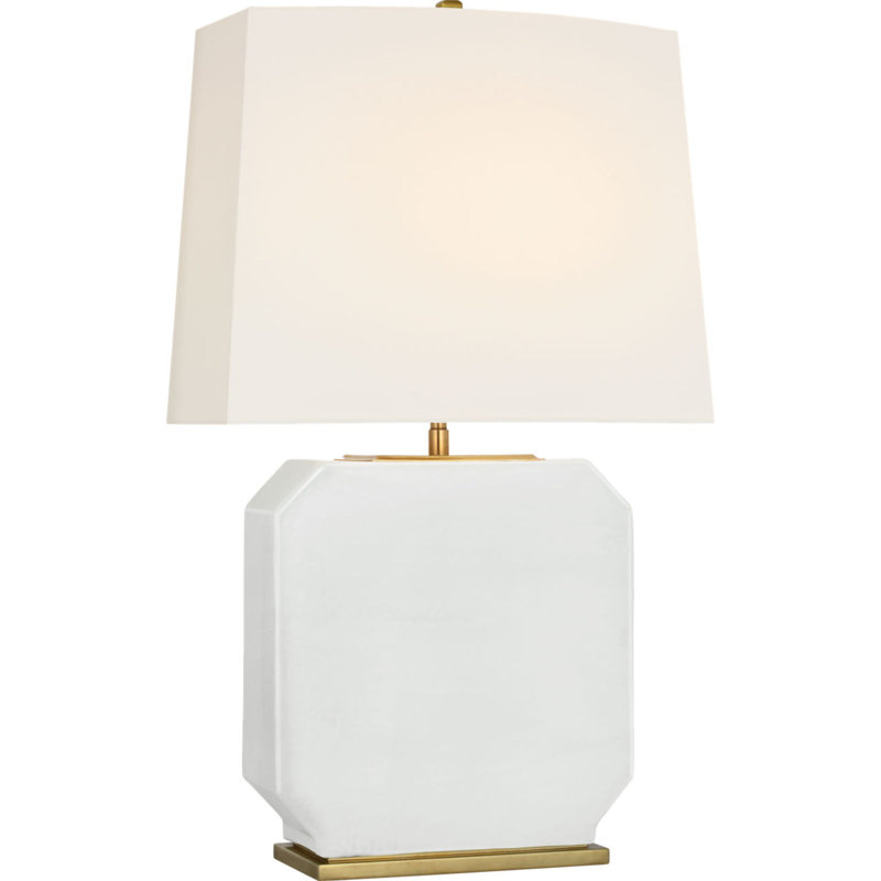 Monique Table Lamp with Linen Shade, Venetian White, 25" Height