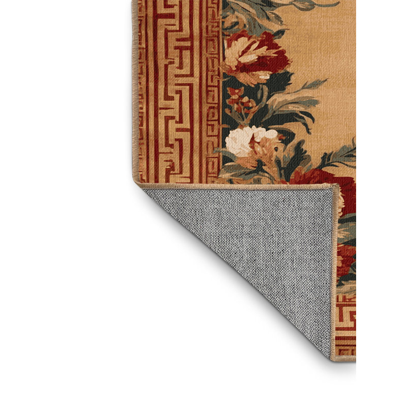 Tapis brun français lavable à la machine, Rond 4 pi
