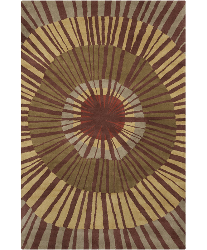 Tapis moderne multicolore en laine touffeté à la main de couleur olive, or, rouille, bleu clair, beige et beige Ailey