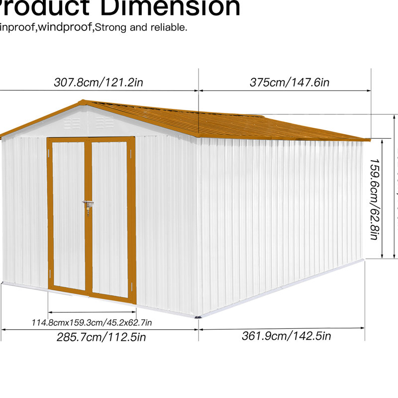 Remise en métal 10 pi x 12 pi - Acier galvanisé pour une utilisation durable