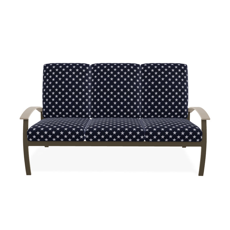 Askar 71.5'' Wide Powder Coated Aluminum Patio Sofa with Cushions, Betsy, Textured Beachwood
