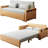 59"Full/Double Convertible Sofa Sleeper With Storage,grey Cushion Sectional Sleeper Sofa With Reversible Chaise,wood Log Sofa Bed 3 In 1 Pull Out Couch Bed For Living Room,apartment,bedroom And Office