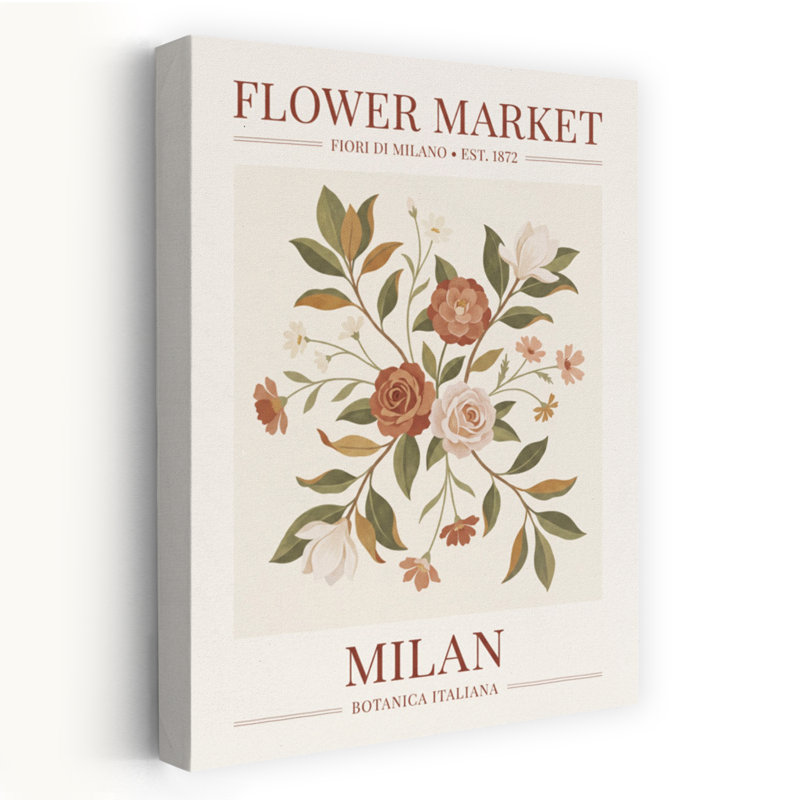 «Flower Market Milan Classic Elegant Rustic Daisy Magnolia Rose Flower Nature», reproduction d'art murale, 18" H x 12" W