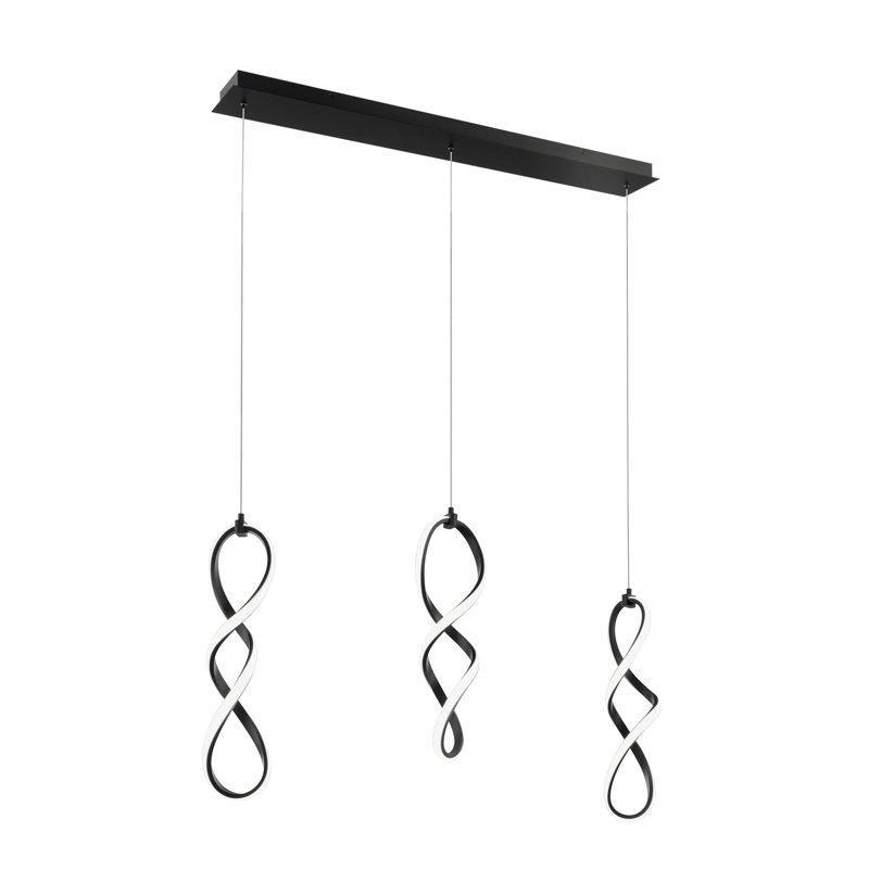 Luminaire suspendu grappe linéaire à 3 lumières Interlace, Noir