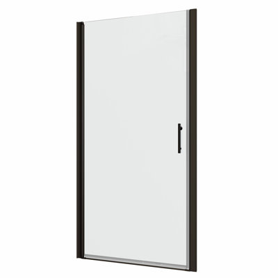 Universal Pivot Shower Door, 1 3/8" Adjustable, Matte Black. 1/4" Tempered Glass, 36000 Open/Close Tests, Leakage, Easy Install, , For 28-29 3/8 Adjustable Black Door With Pivot. Installation, Fits