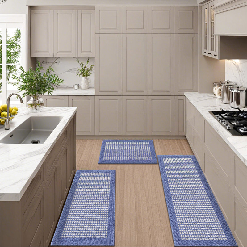 Machine Washable Non-Slip Kitchen Mat, Blue