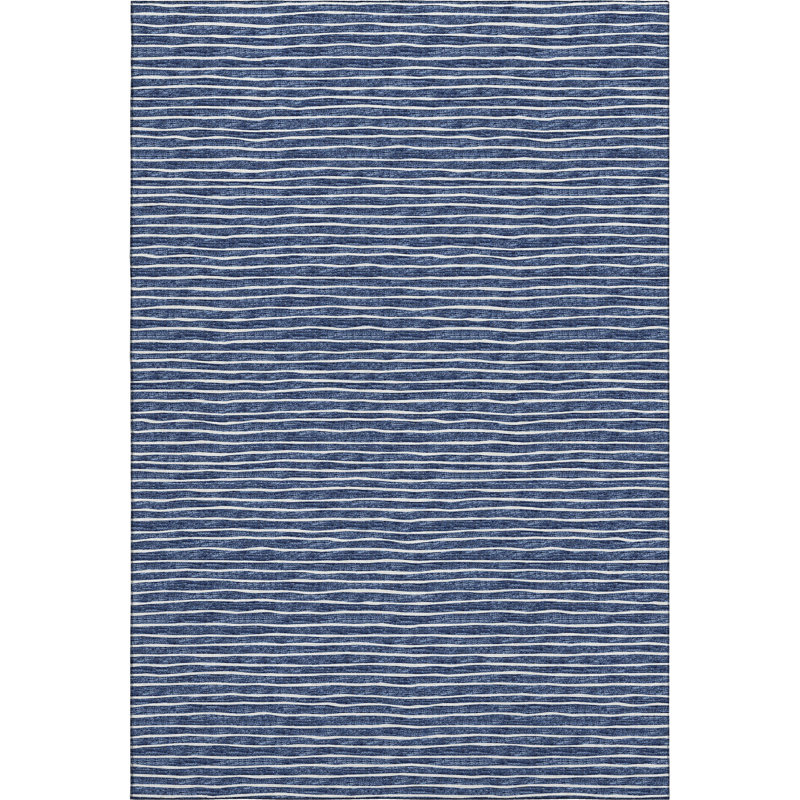 Premium Machine Washable Vaseem AMF138 Navy Rug, Rectangle 3' x 5'