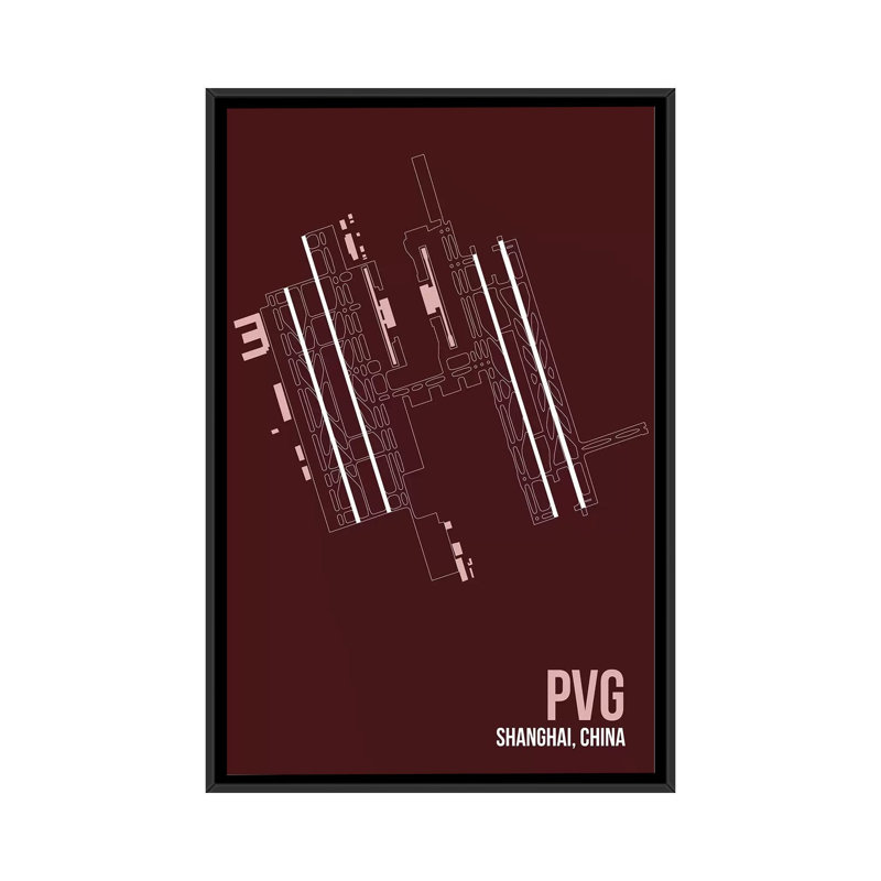 « pvg diagram, shanghai » par 08, reproduction d’impression sur toile, H 26 po x l 18 po x P 1,5 po, Toile encadrée noire