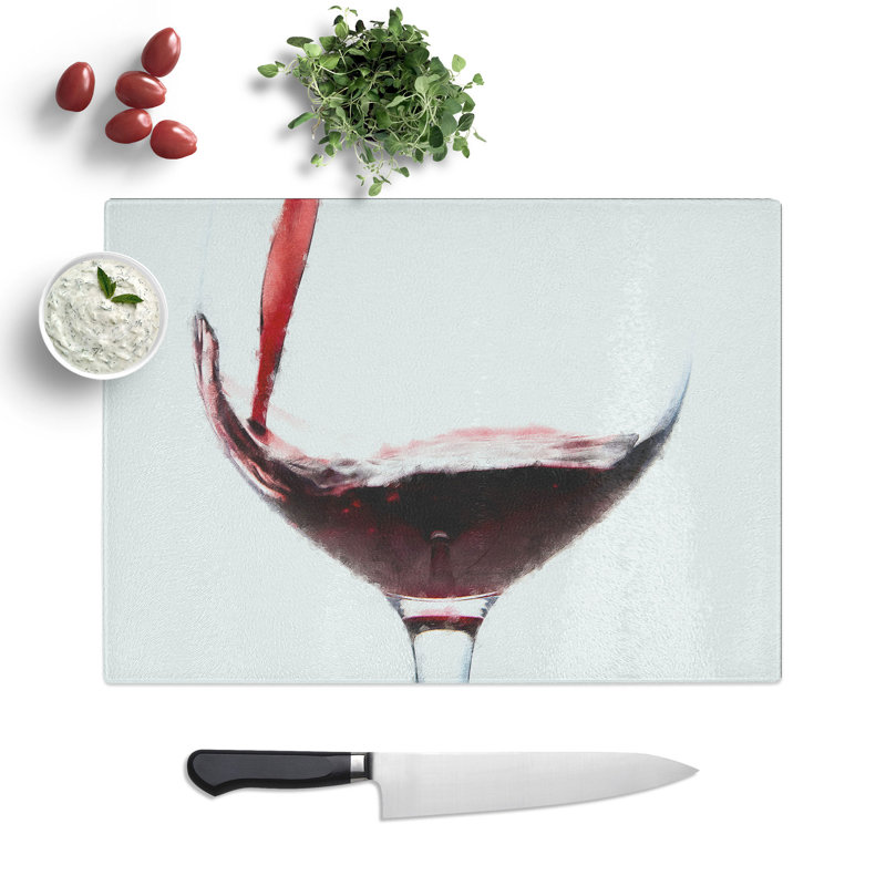 Tempered Glass Pouring of the Red Wine Chopping Board, 20 cm x 28.5 cm