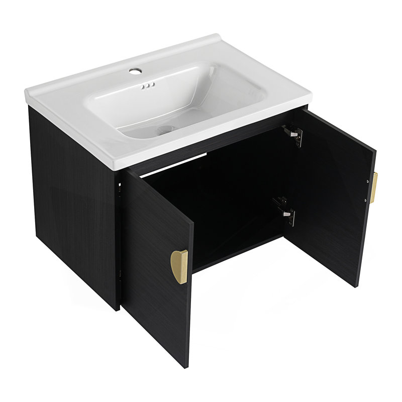 Meuble-lavabo à fermeture en douceur avec lavabo