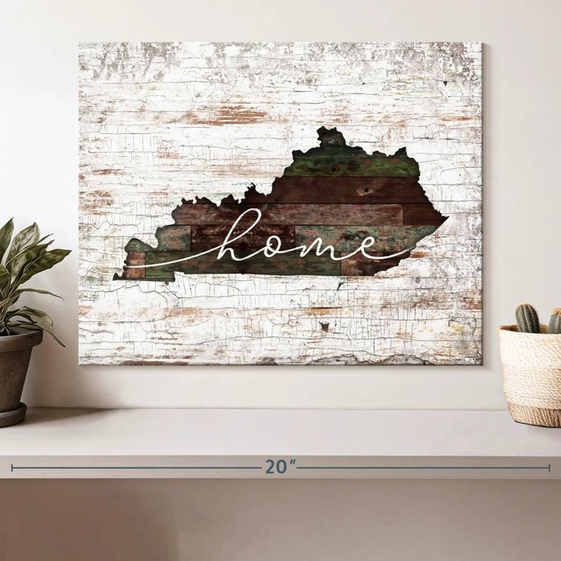 Kentucky Home Map sur impression sur toile, H 12 po x l 15 po x P 1,25 po