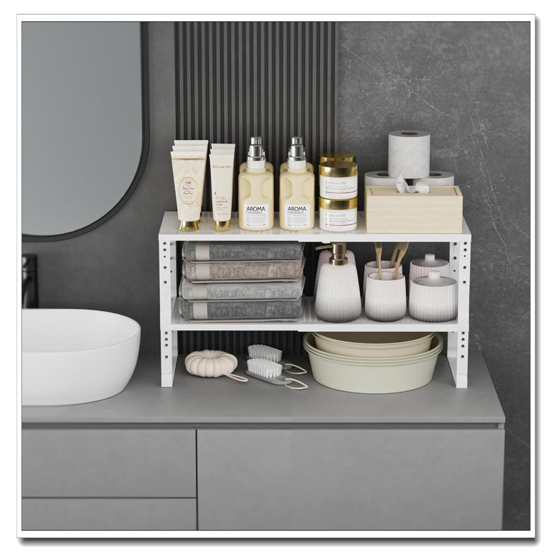 Ensemble de 1 étagère à épices extensible blanche, étagère de rangement réglable