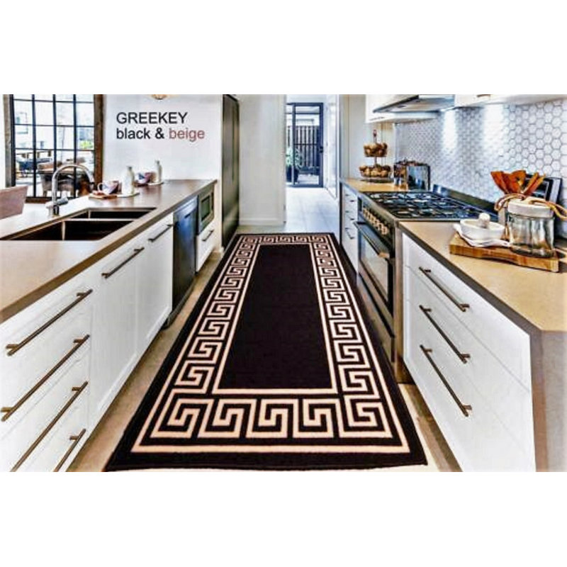 Anais Kitchen Mat, Rectangle 66 x 220cm, Black/Beige