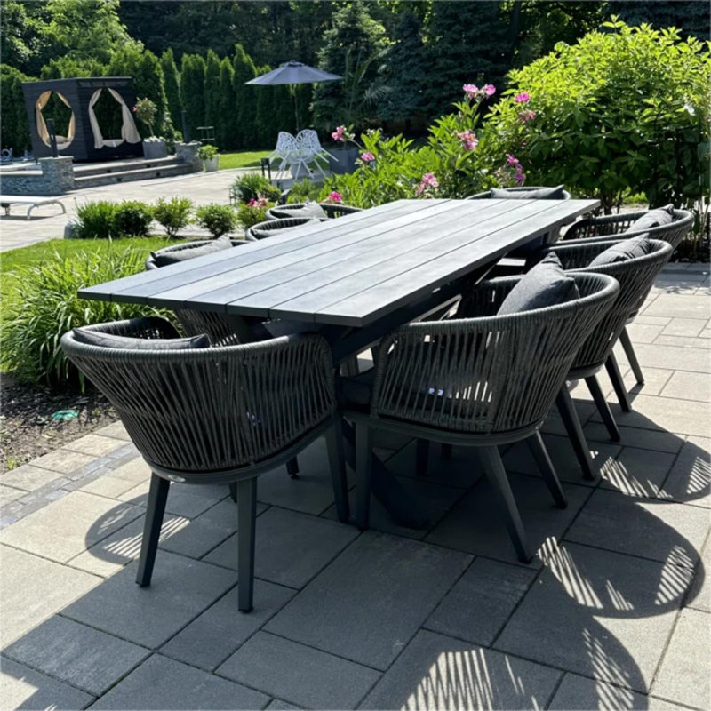 Purple Leaf 8-Person Outdoor Dining Set with Cushions