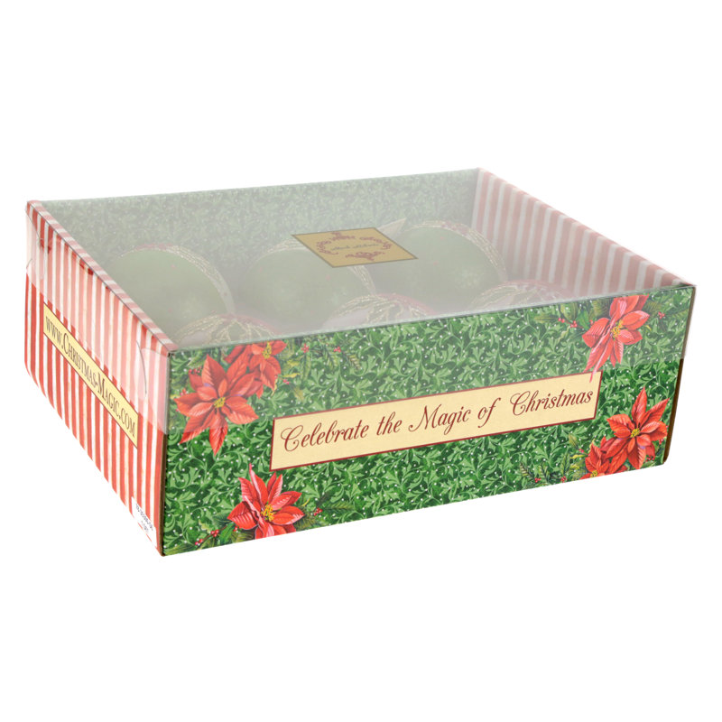 Holly Leaf Ball Ornament - 4 Inches Set Of 6