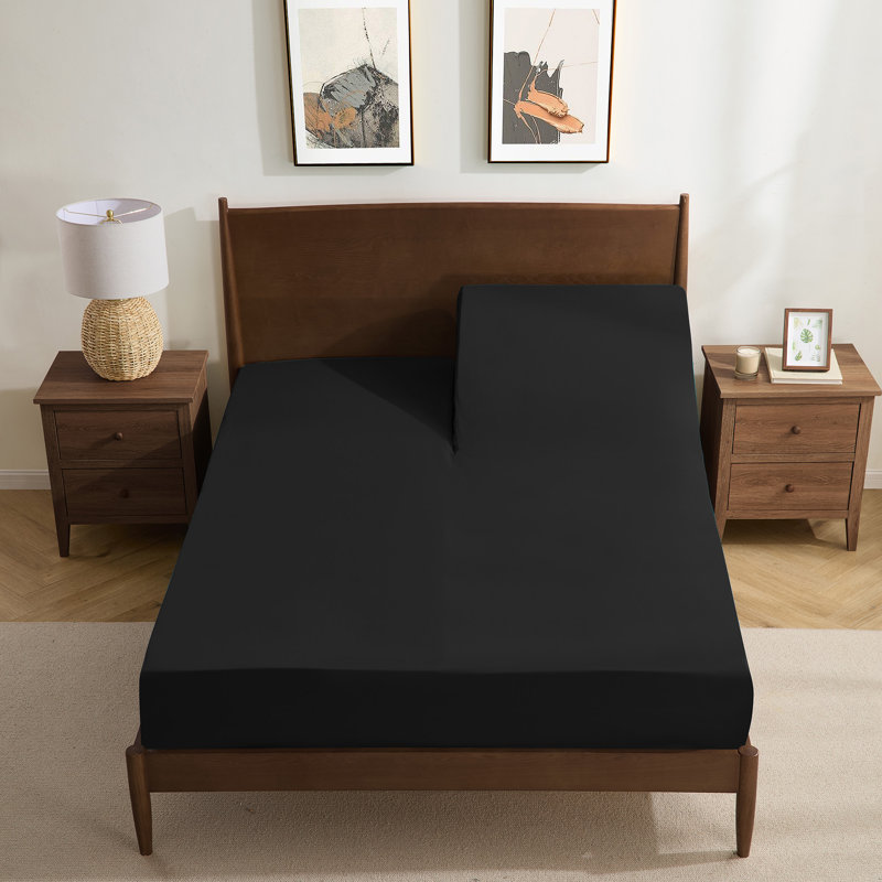 Ensemble de draps luxueux en microfibre 1800, Noir, Très grand séparé