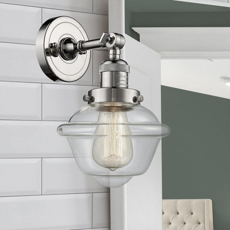 Applique murale de salle de bain 1 lumière à intensité variable Gaspard, Ampoule DEL 6 watts Vinage, Transparent, Nickel poli