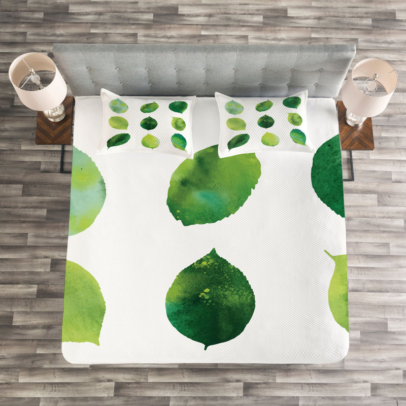Adidev Green/White Microfibre Bedspread Set, 220 x 264 cm