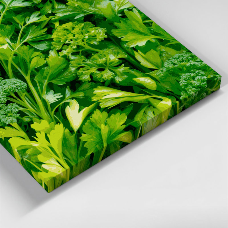 "Watercolor Botanical 66", art mural sur toile verte, H 12 po x l 12 po