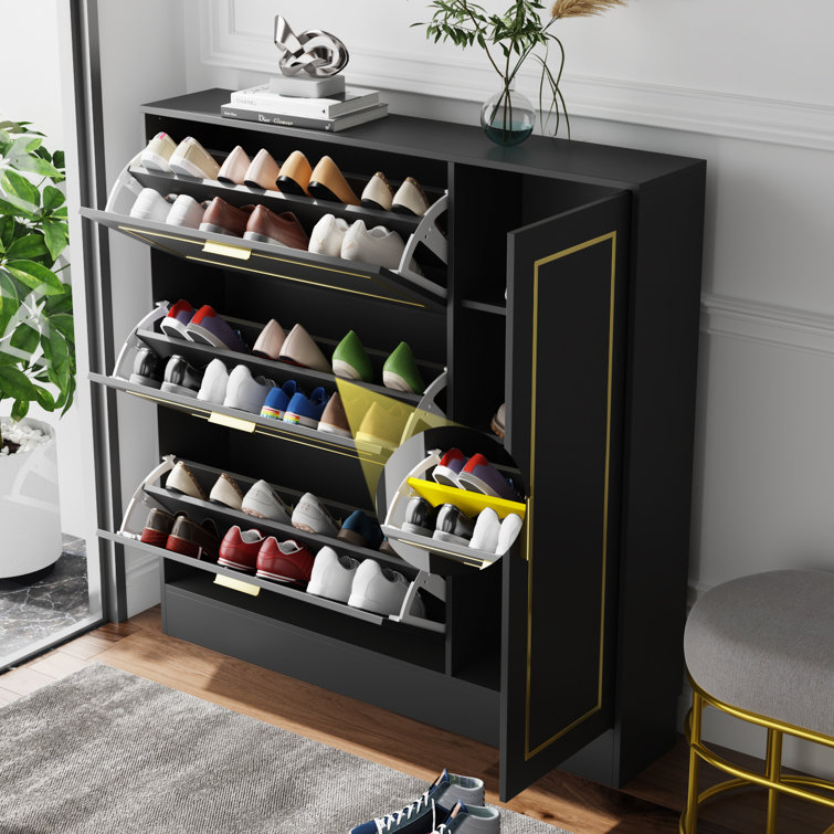 Everly Quinn 24 Pair Shoe Storage Cabinet