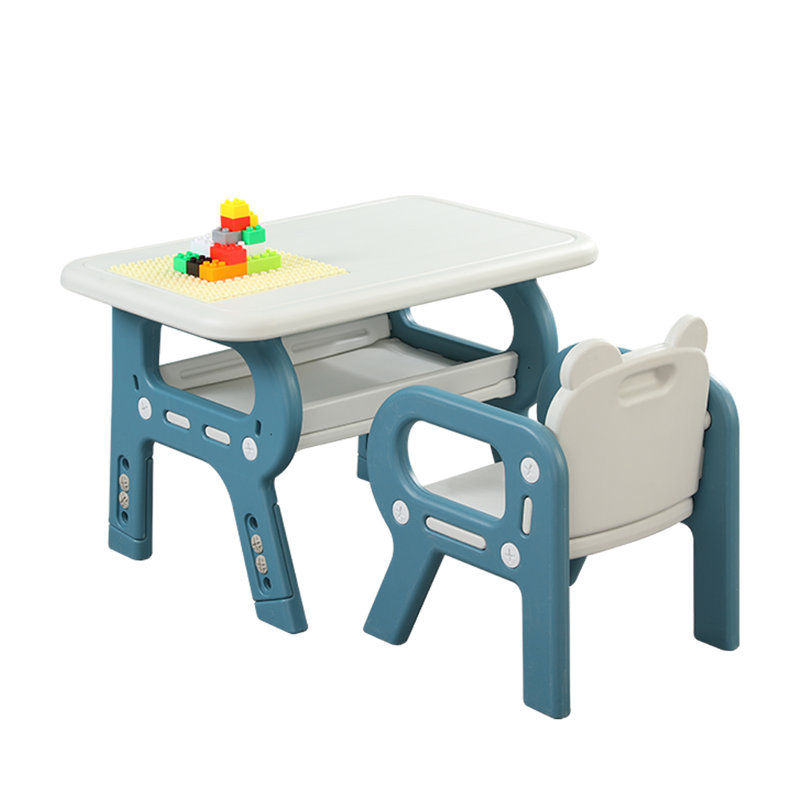 Doney Kids 2 Piece Rectangular Arts And Crafts Table and Chair Set, Blue