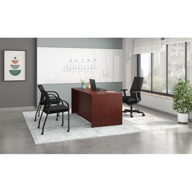 HON MOD Double Pedestal Desk, Traditional Mahogany, 29"H x 66" W x 30" D