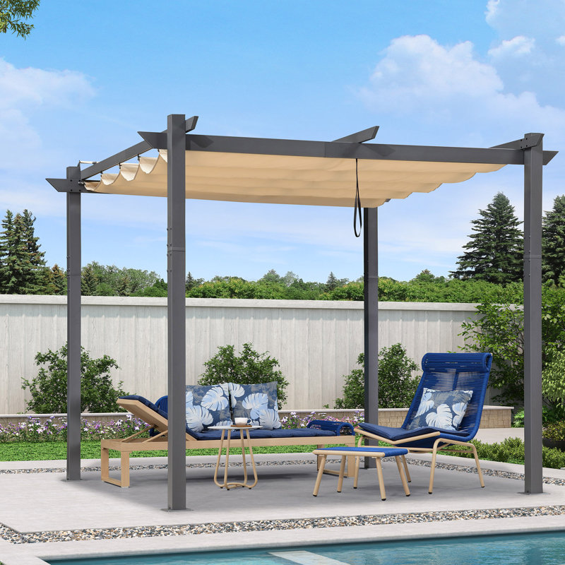 3m x 3m Aluminium Pergola, Khaki