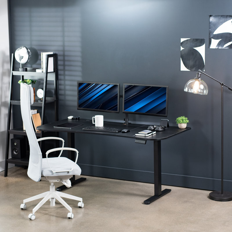 VIVO Electric 63" x 32" Stand Up Desk, E2B1B series, Black/Black