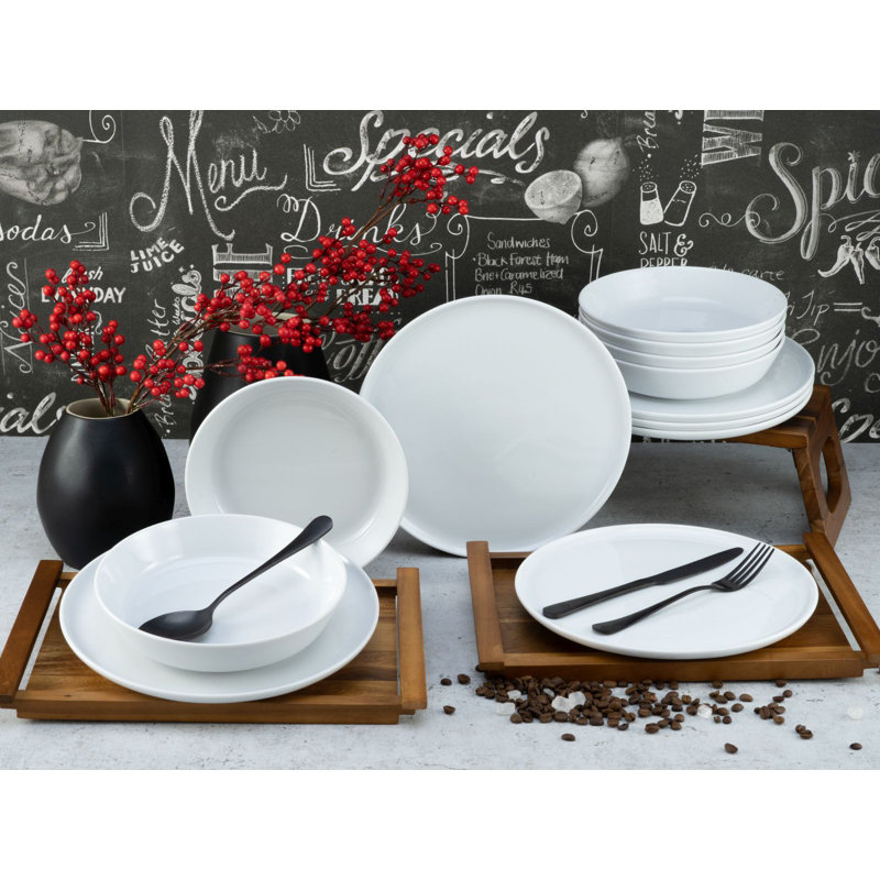 Chef Collection 12 Piece Dinnerware Set, Service for 6, White