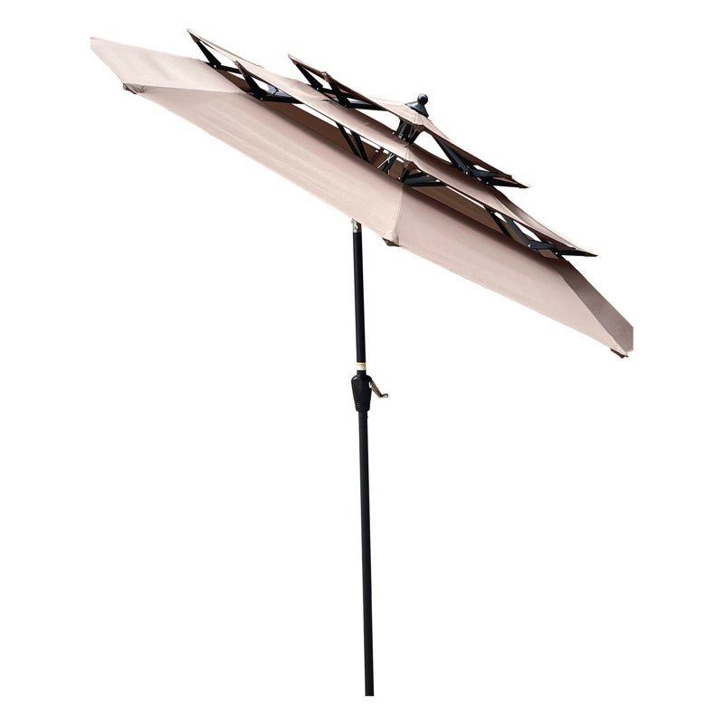 Parasol de patio extérieur 9 pi 3 po - rouge, ouverture facile avec manivelle, abat-jour de piscine et de jardin dans la zone inclinée rouge