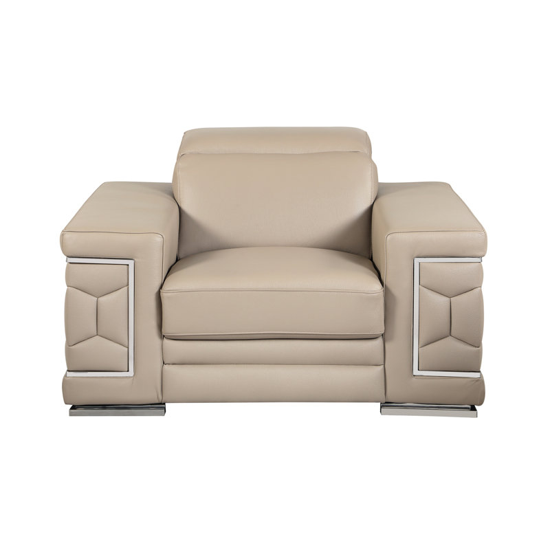 Chaise en cuir italien à grain supérieur, Beige