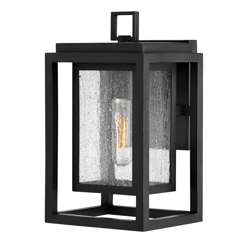 Gammett Outdoor Wall Mount Lantern with Anti-Fade Finish, 12" H x 7" W x 7" D, Black