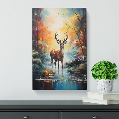 Deer Impressionism - Wrapped Canvas Print
