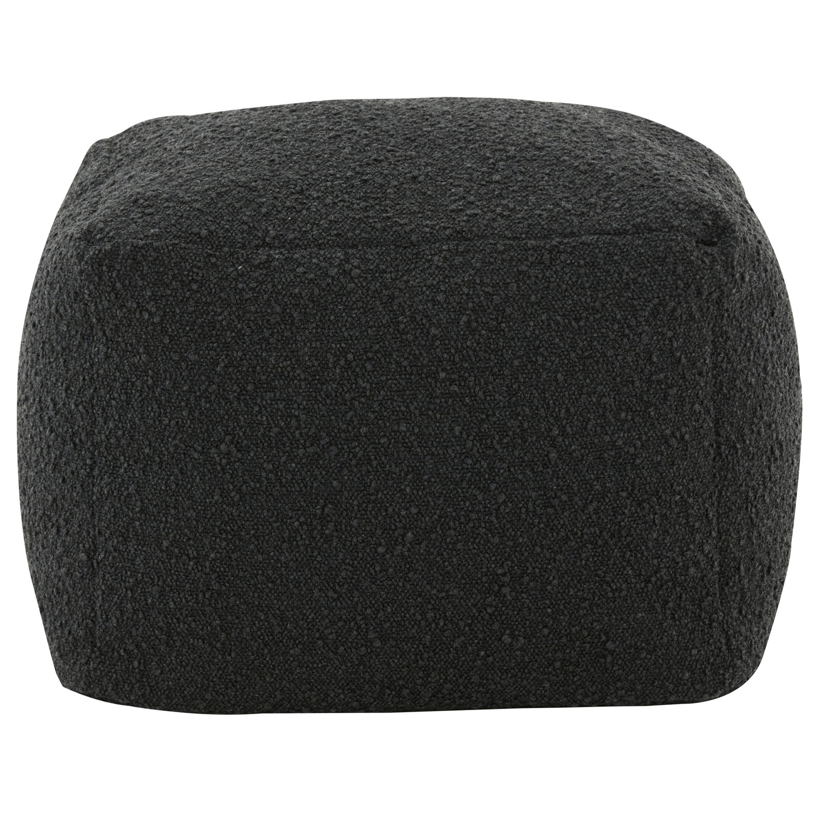 Inaki Upholstered Pouf, Black Boucle