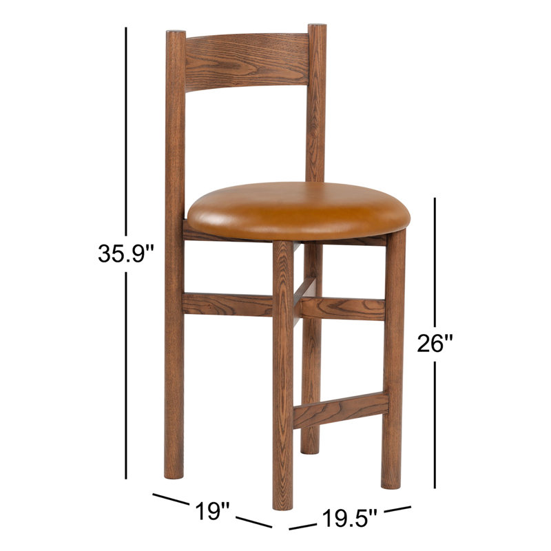Tayla Leather Counter Stool, Brown/Walnut
