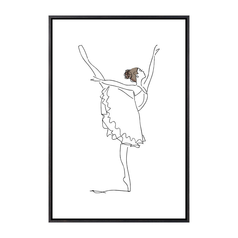 Ballet Line Art - impression d'art graphique, Pas de tapis, H 40 po x l 26 po x P 1,5 po, Toile avec cadre noire patinée