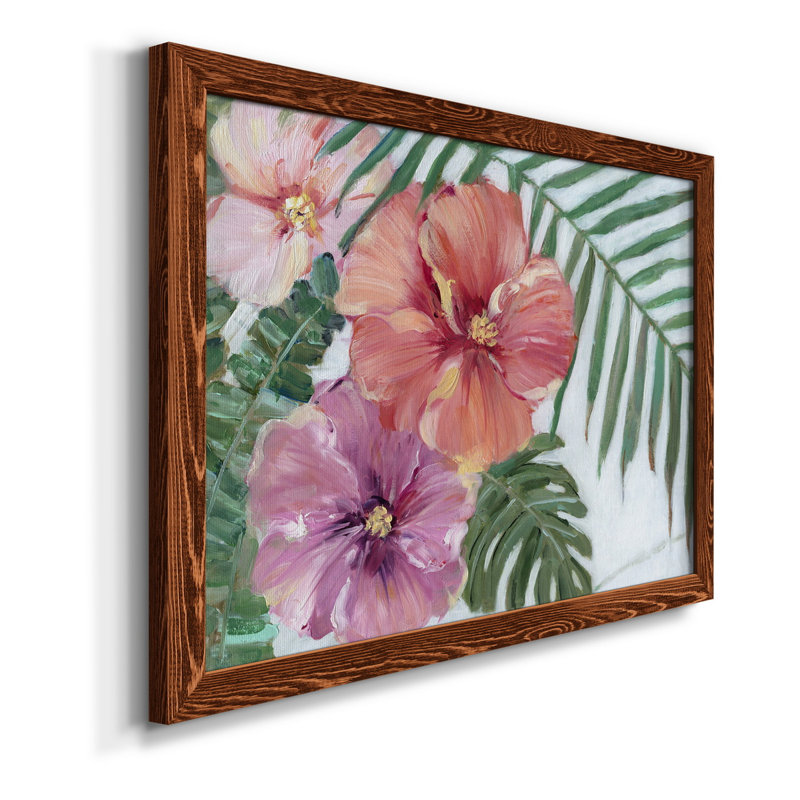 Blooming Hibiscus - Reproduction d'art sur toile encadrée, H 20 po x l 17 po x P 1,5 po, Toile avec cadre érable