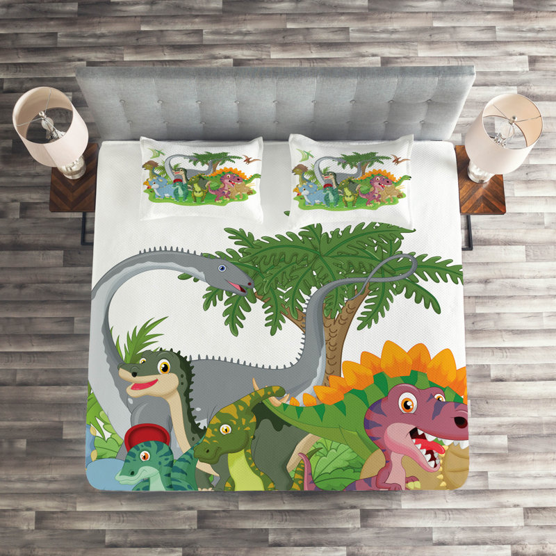 Jurassic Modern & Contemporary Polyester Coverlet, King Bedspread + 2 Shams
