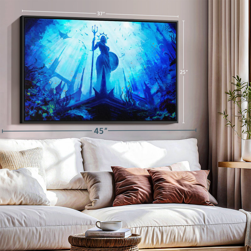 Underwater Amphitrite Statue Canvas Print, 25" H x 37" W