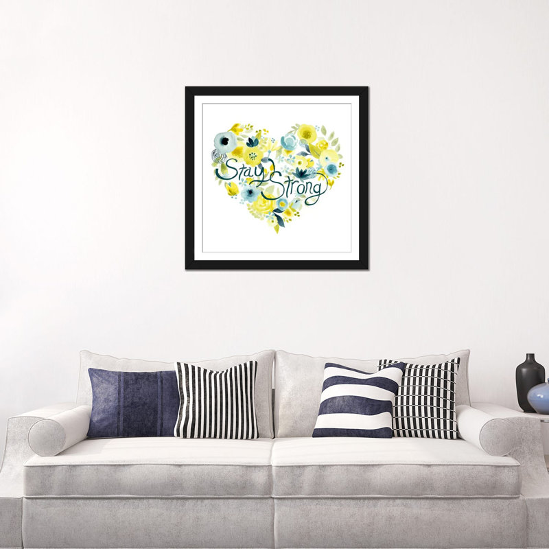 « heartfelt floral i », impression sur toile, H 24 po x l 24 po x P 1 po, Papier avec cadre noir, Blanc
