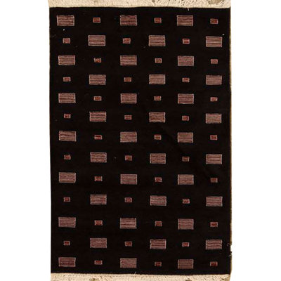 Hand-Knotted High-Quality Black Area Rug