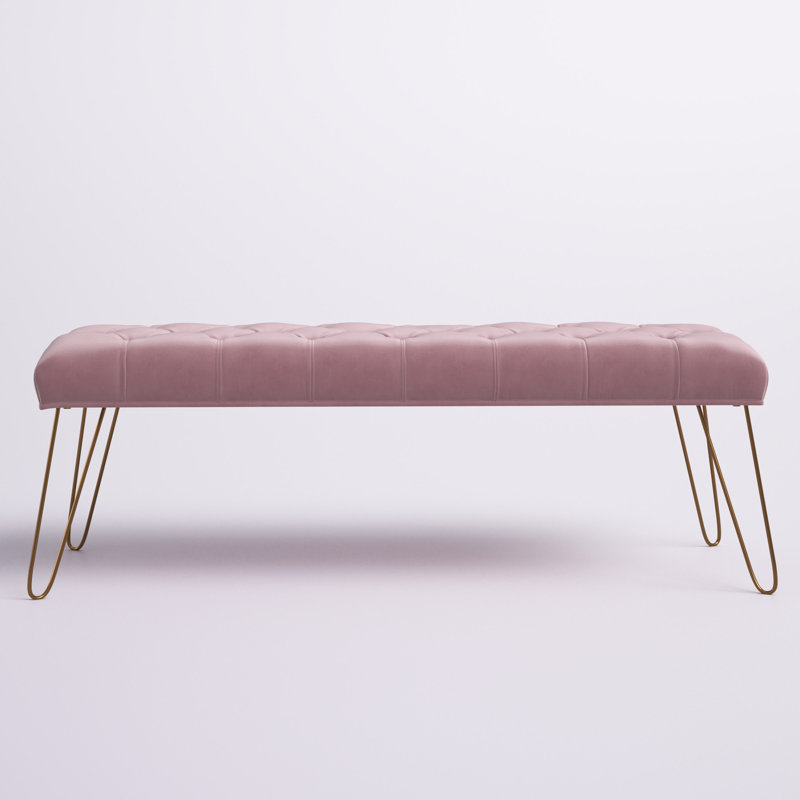 Romilda Velvet Upholstered Bench, Pink