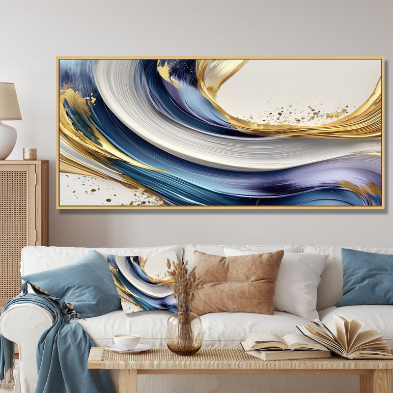 Rasch - Abstract Wall Art, H 28 po x l 60 po, Cadre flottant, Doré