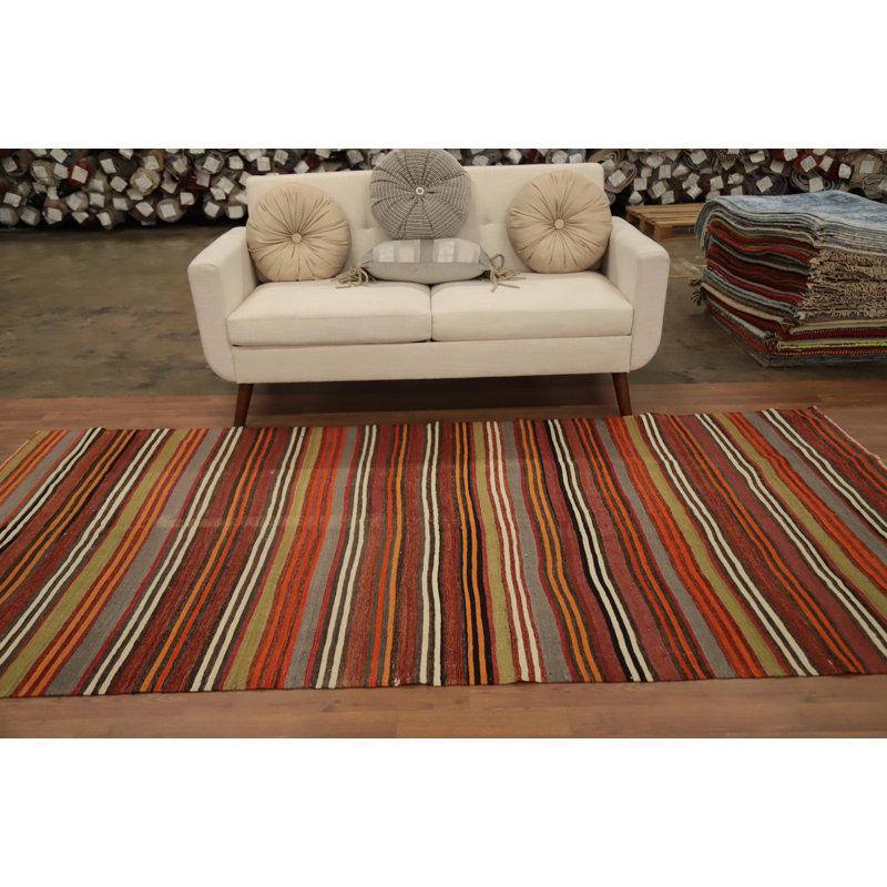 Tapis rayé en laine 5 x 5