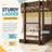 Twin Over Twin Solid Wood Floor Bunk Beds With Panelled Headboard And Footboard-742534556
