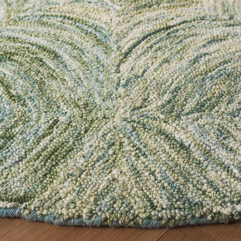 Abhithi Hand Tufted Wool/Cotton Solid Color Rug in Gray, Round 6"